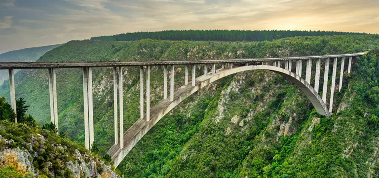 Bloukrans Bridge arching high above a forested gorge on the N2, Garden Route, South Africa