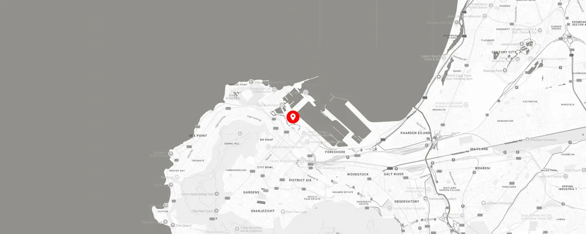 Street map of the V&A Waterfront around Dock Road, Cape Town
