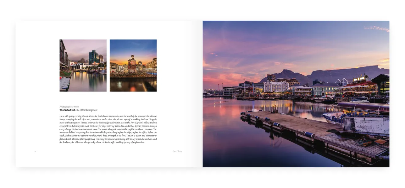 Western Cape photography book — full-page landscape spread