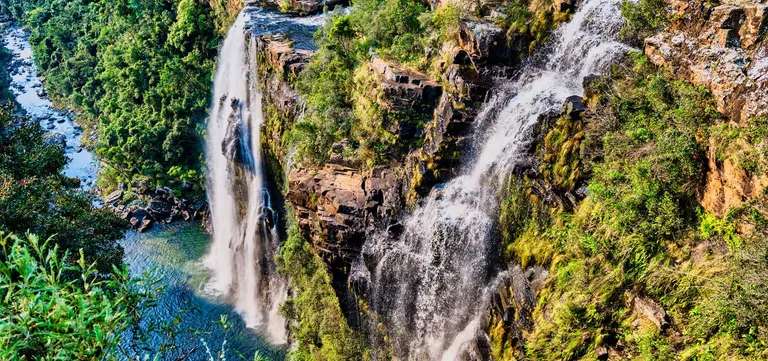 Lisbon Falls dropping 94 metres in multiple cascades on the Panorama Route, Mpumalanga